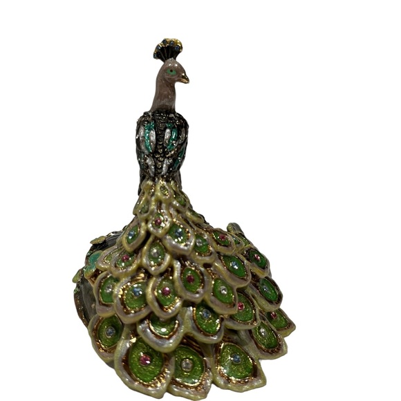Trinket Box-Luxurious Enamel Peacock with Rhinestones, Like Jay Strongwater - Picture 4 of 9